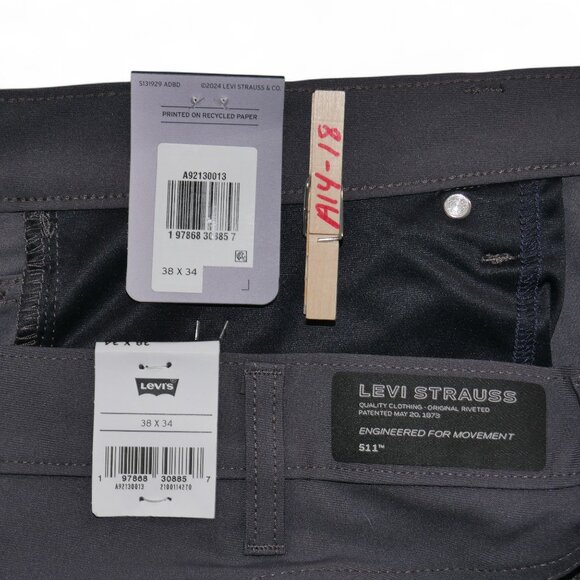 Levi's 511 Slim Fit Tech Pants Men's Size 38x34 Performance Stretch Gray NWT - Picture 8 of 11